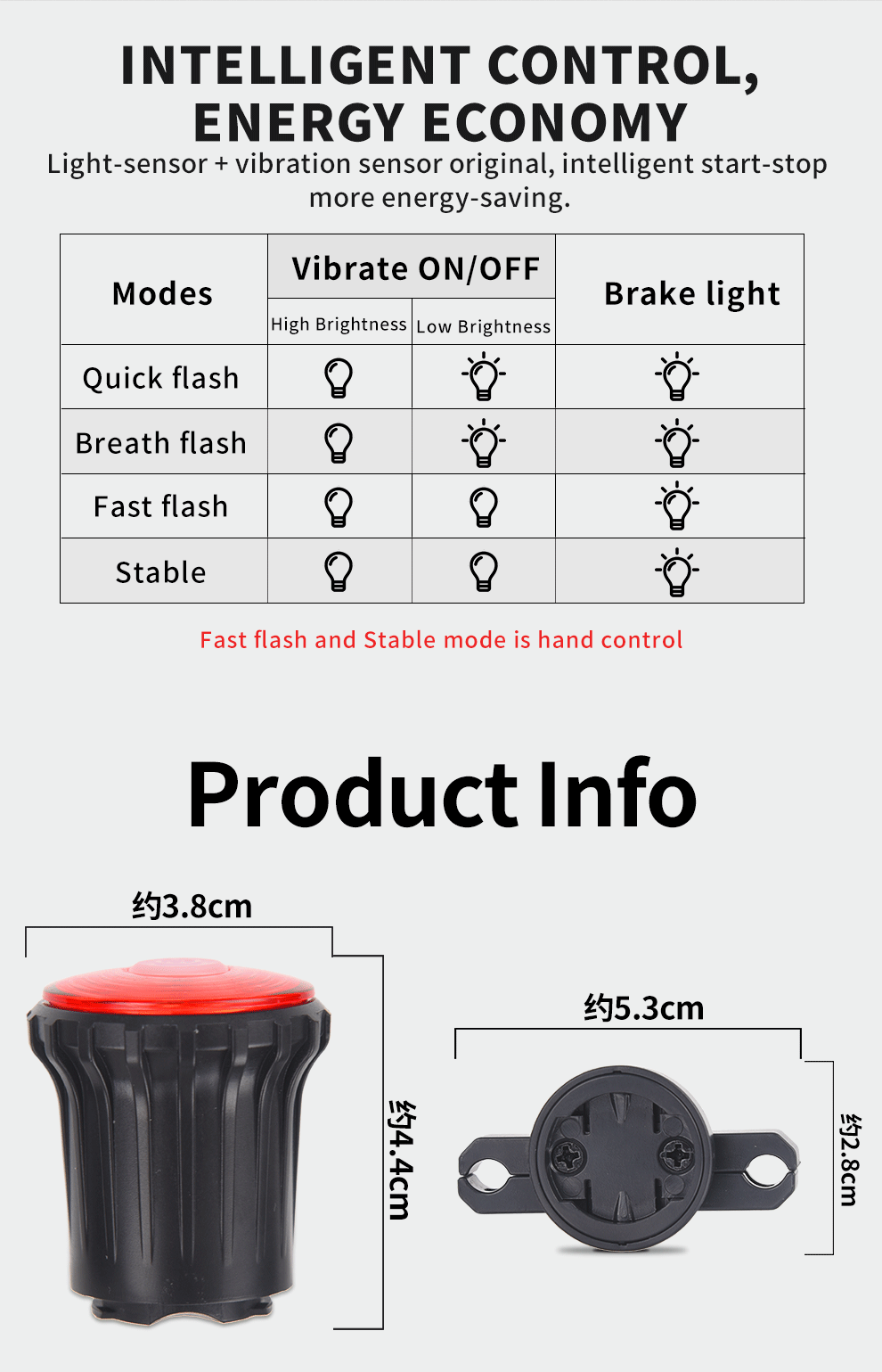 Bike Tail Light Smart, Brake Sensing Bicycle Rear Lights