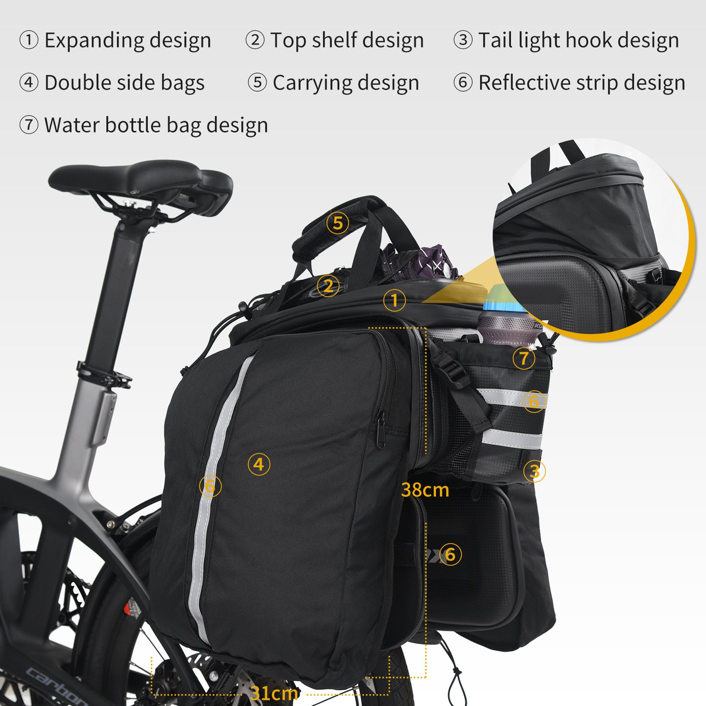 Bicycle Trunk Bag|Rear Saddle Rack Bag|Waterproof Luggage Bag