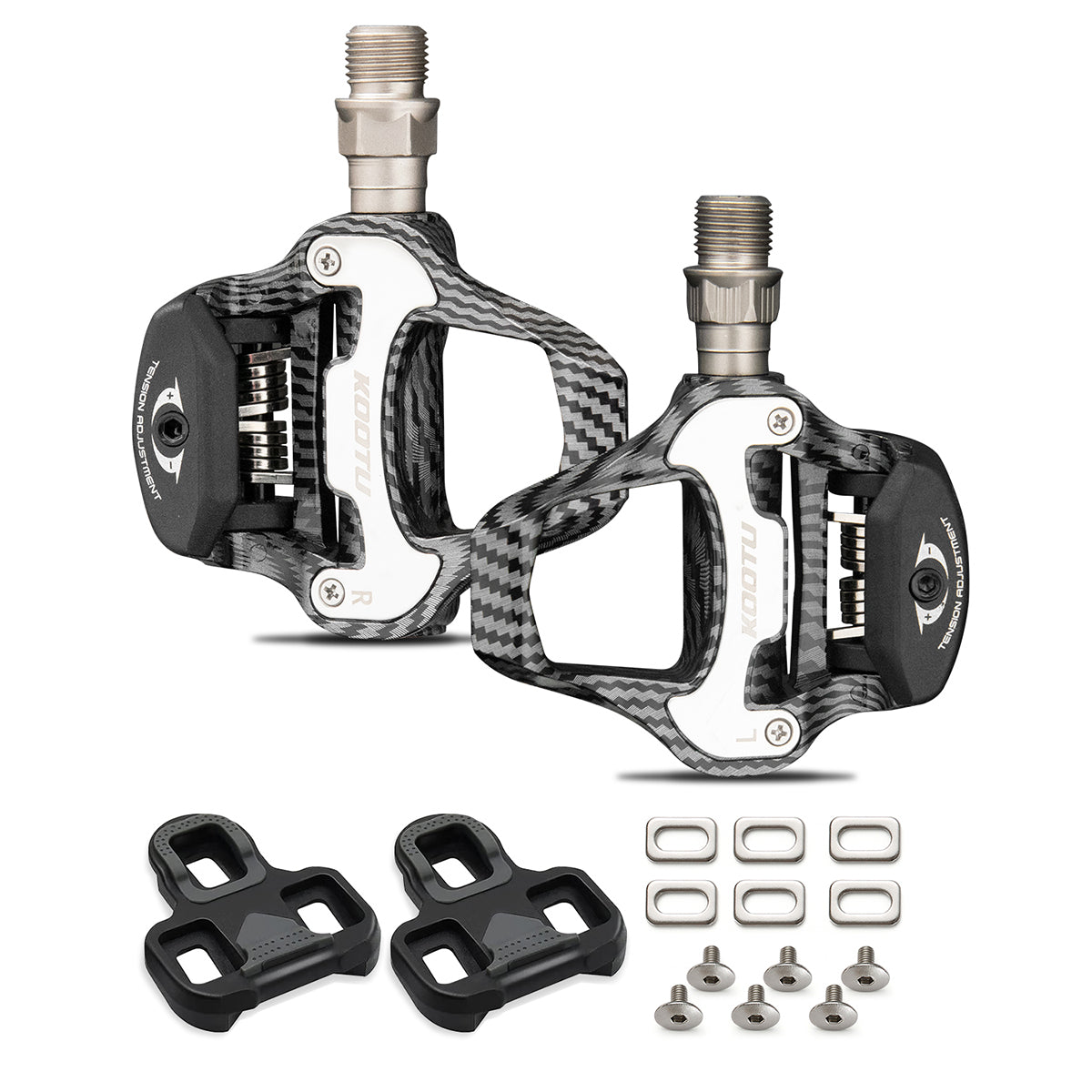 clip pedal types KOOTU Road Bike Pedals SPD SL Clipless Compitable with Shimano SPD-SL Cleats