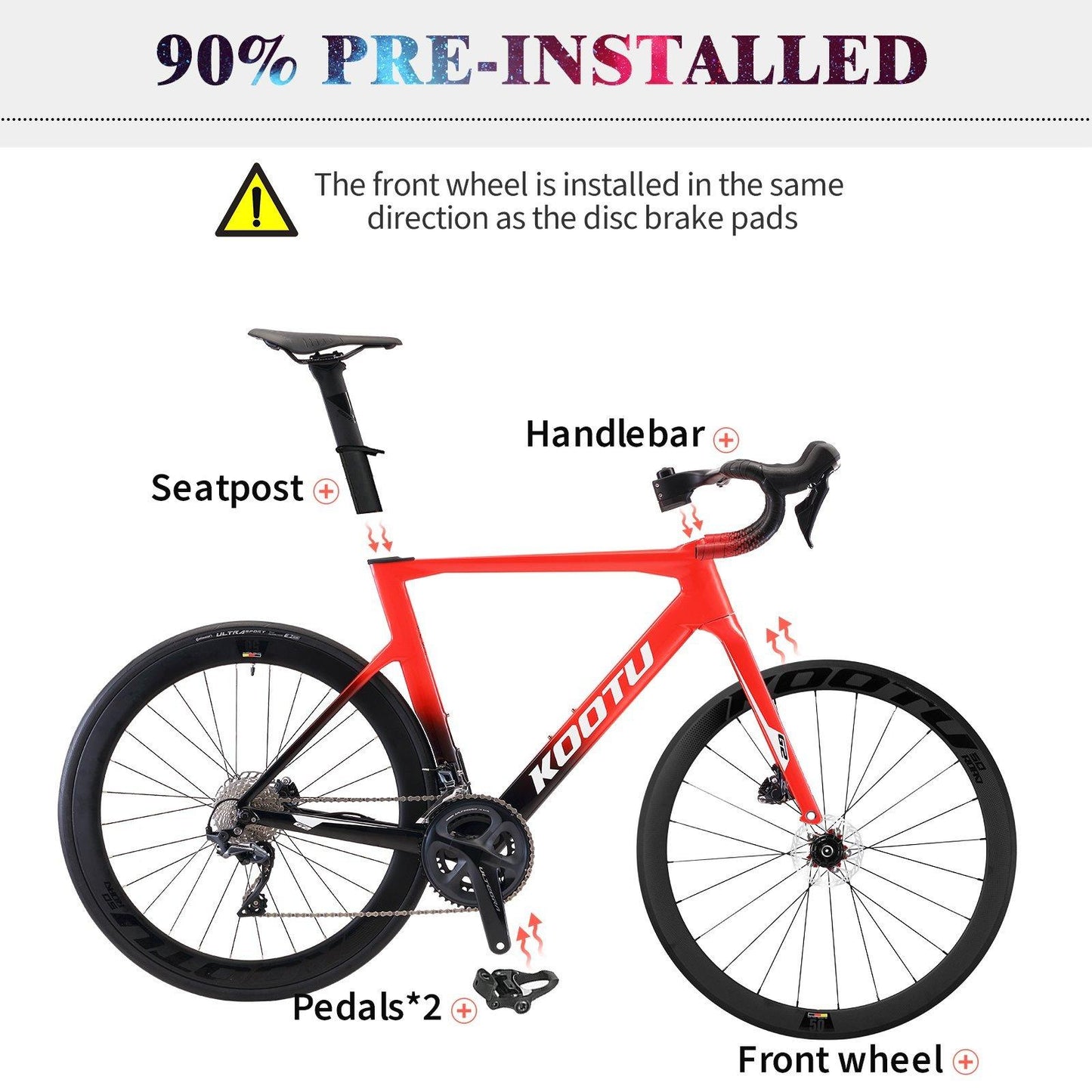 KOOTU Full Carbon Fiber Road Bike R8020 Disc Brake Carbon Racing Bicycle - KOOTUBIKE