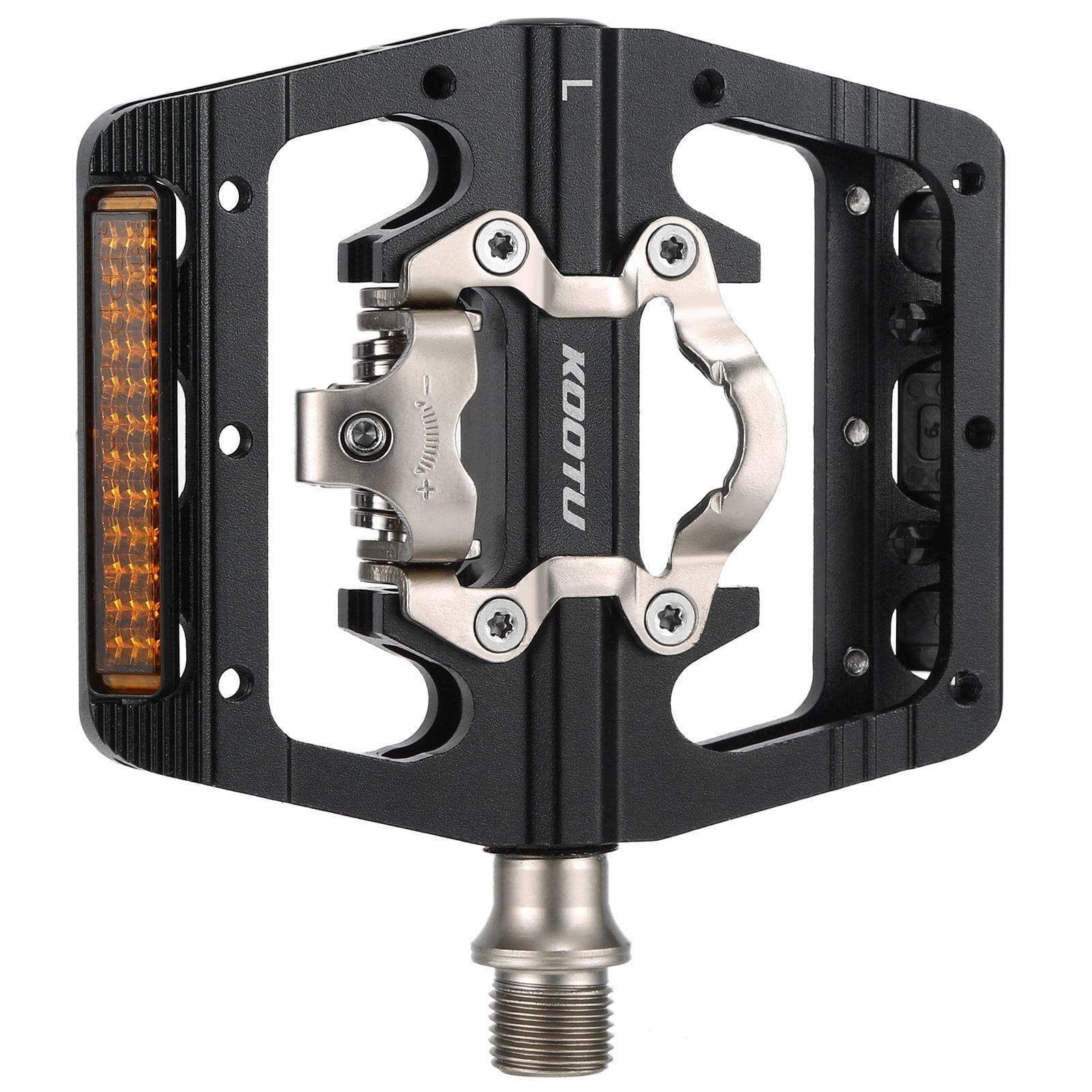 KOOTU MTB Bike Pedals 2 In 1 Double Platform Lock tread and Flat tread