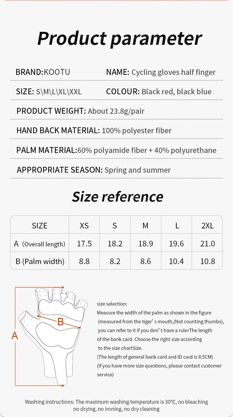 KOOTU Winter Cycling Gloves Breathable Bicycle Gloves Unisex Bike Half Finger Gloves - KOOTUBIKE