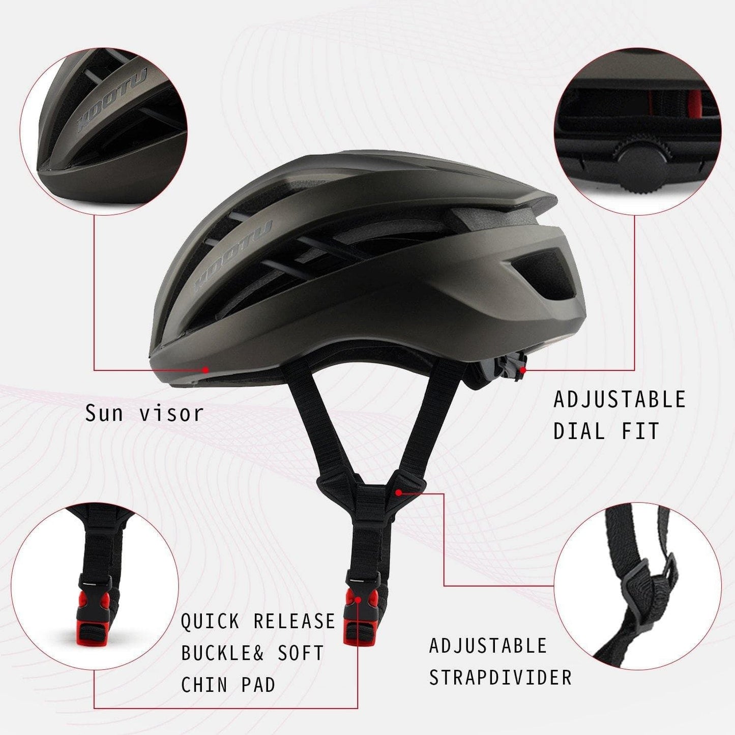 Road Bike Helmet EPS Integrate Helmet Light Weight 314g Bicycle Cycling Helmet - KOOTUBIKE