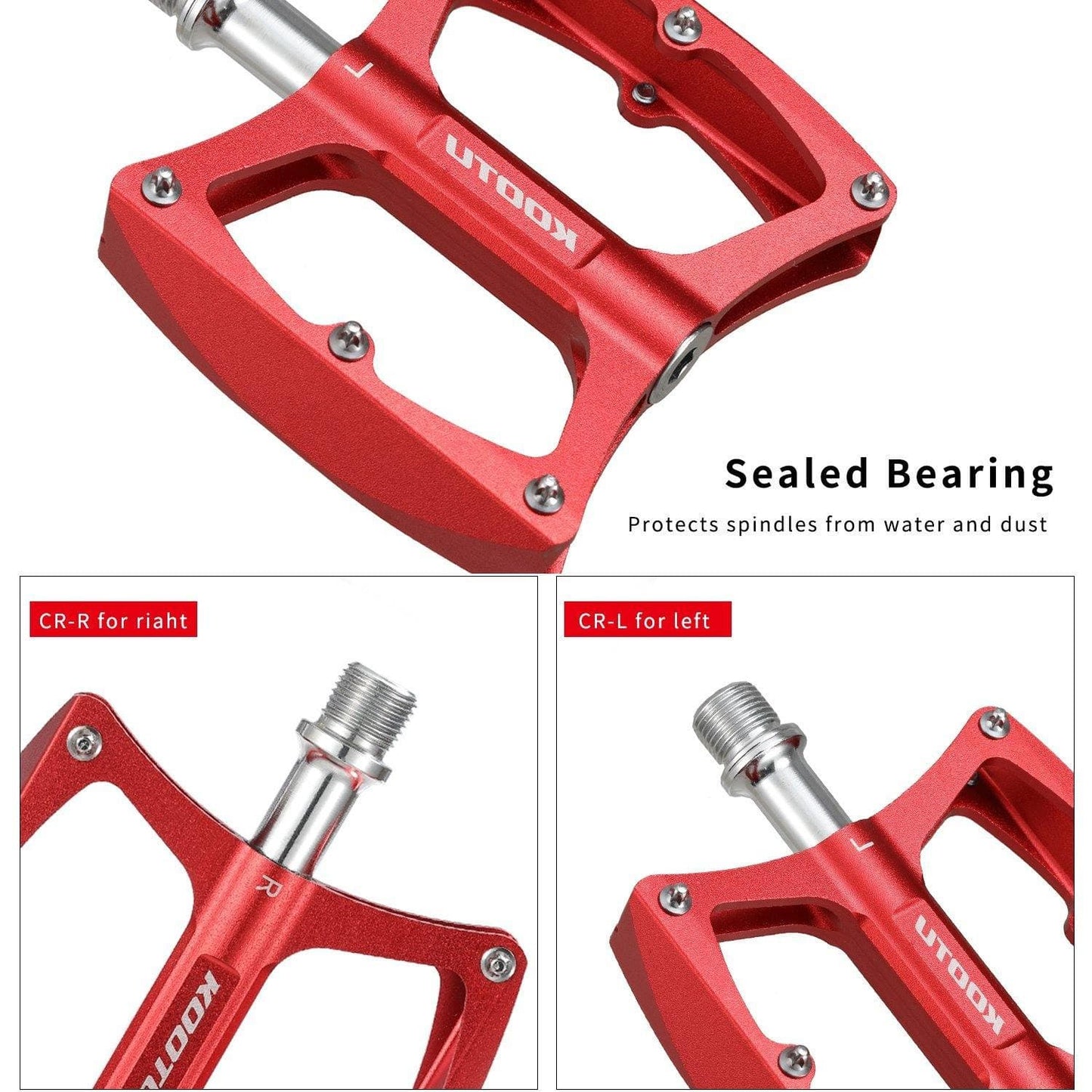 SAVA Mountain Bike Pedals Wide Plate Universal 9/16 Anti-slip Bike Pedal Set with Ball Bearing - KOOTUBIKE