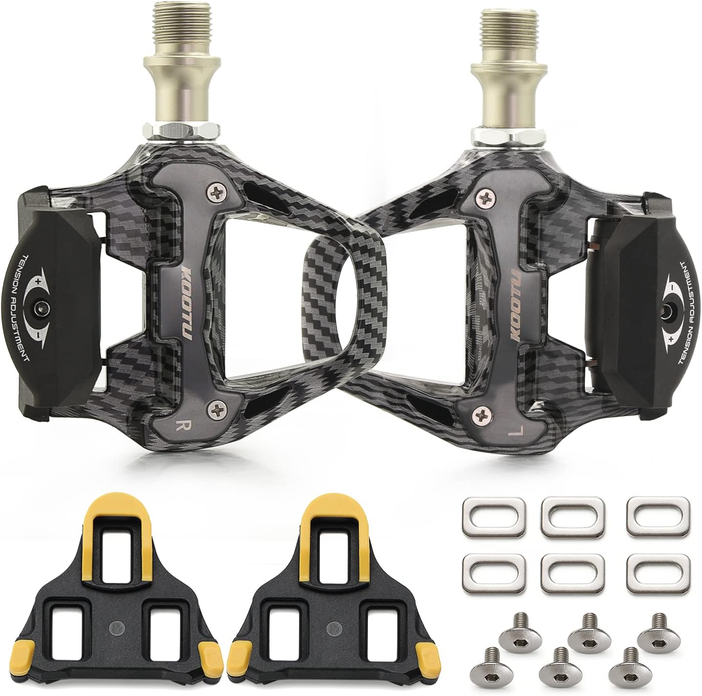 KOOTU Road Bike Pedals Carbon Pattern Clip Pedals For KEO Look Pedals SPD System