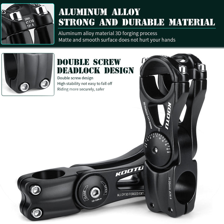 KOOTU Adjustable Bike Stem 31.8mm Mountain Bike Handlebar Riser