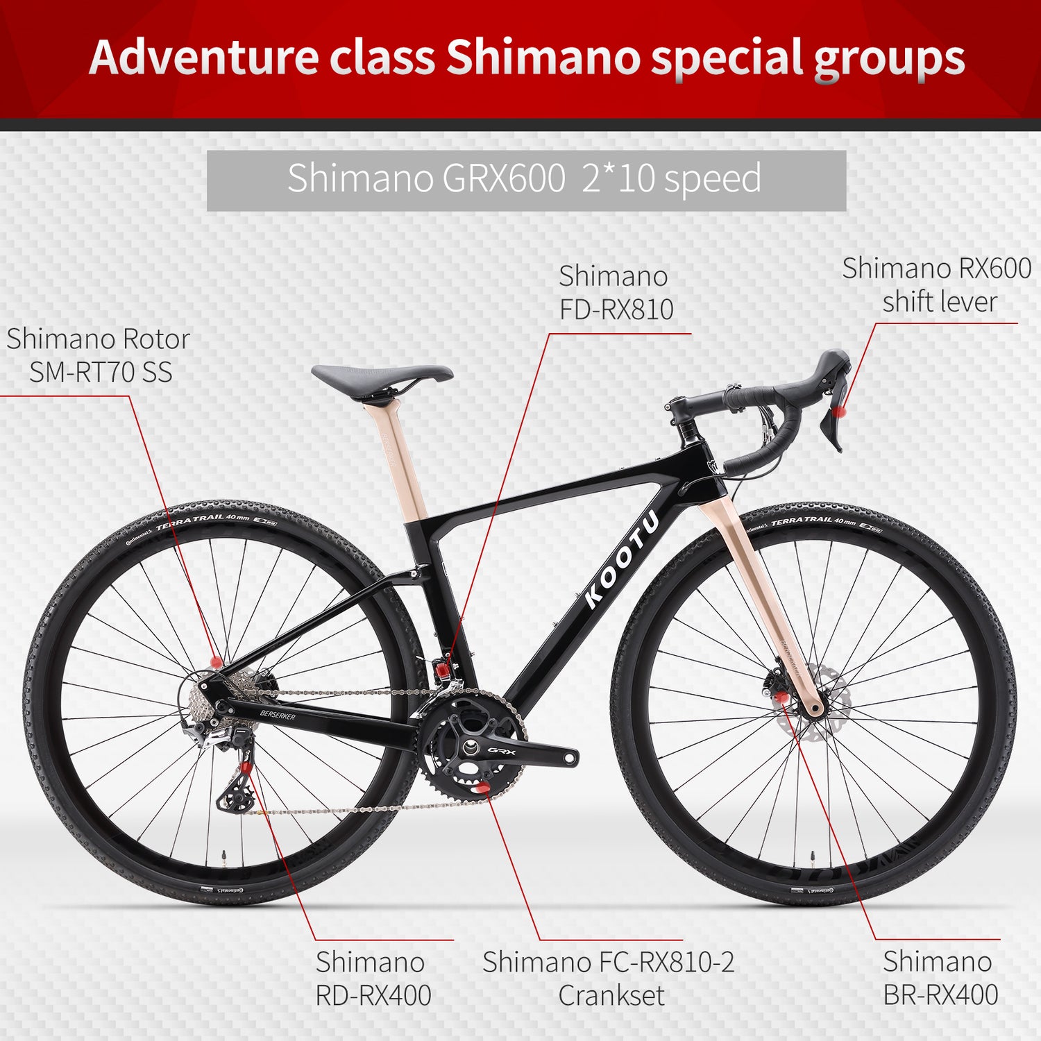 Shimano GRX600 Groupset-kootu bike