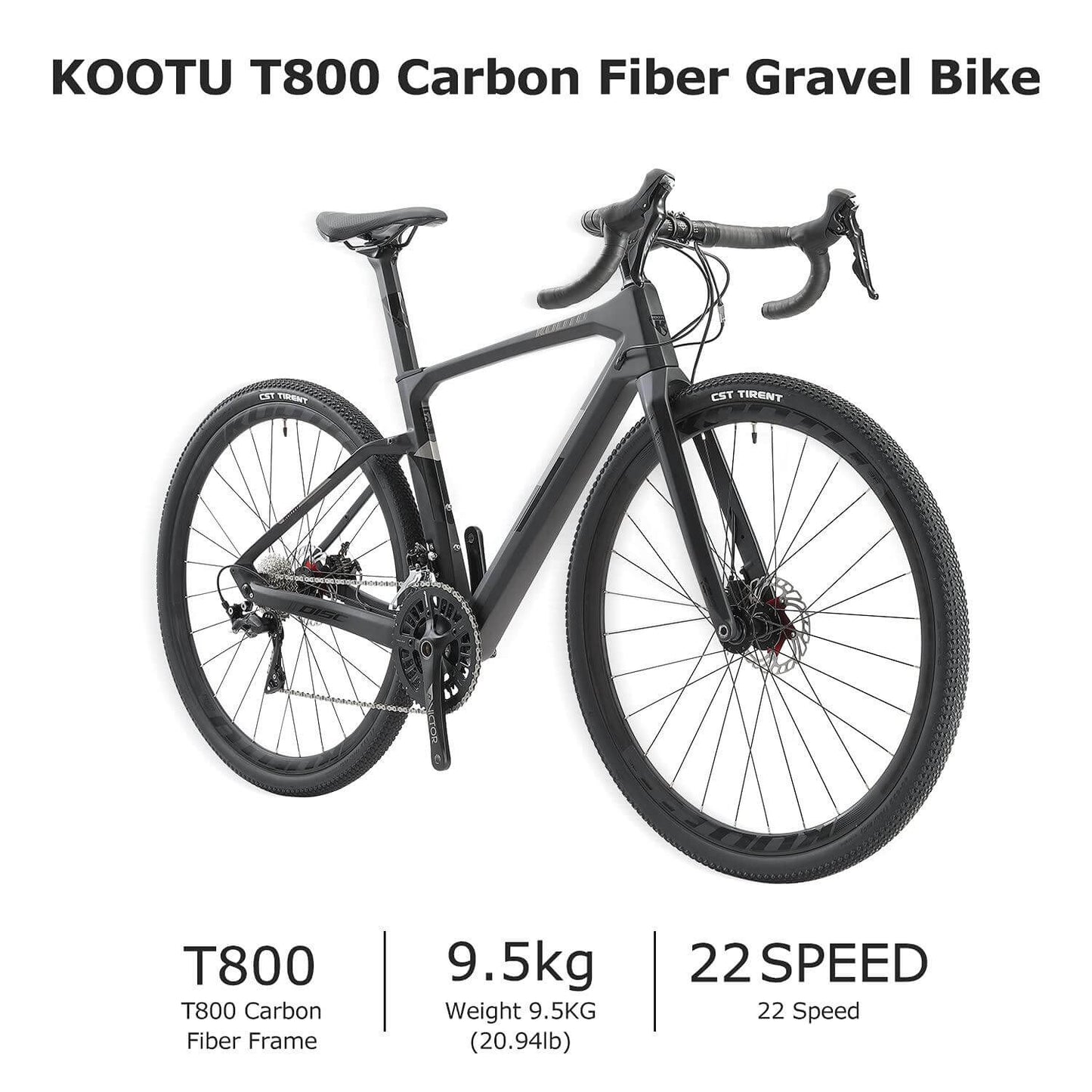 Black KOOTU Gravel bikes 105 R7000-KOOTU Carbon Bike