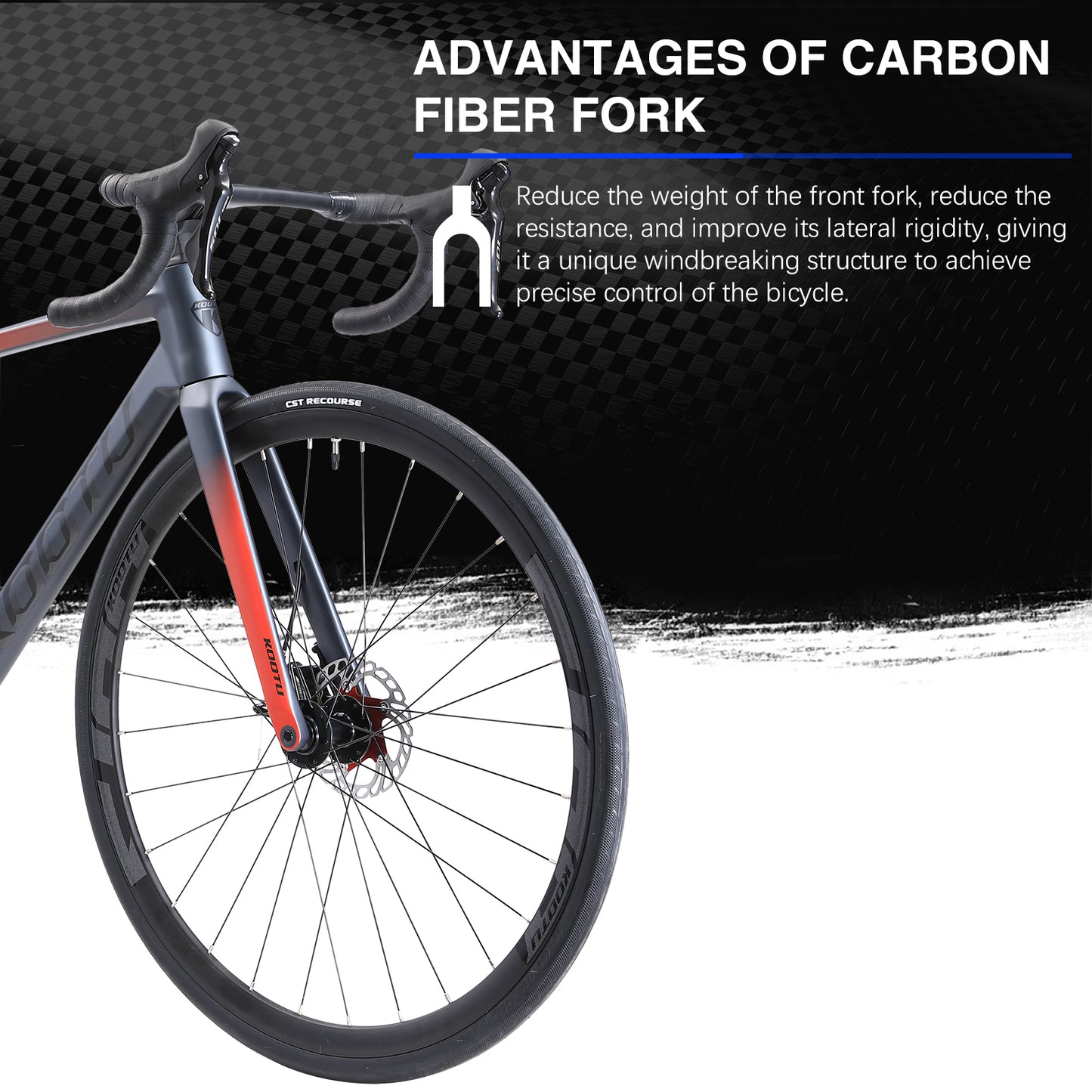 T800 carbon fiber fork-kootu r12 carbon road bike with shimano r7000 22speed