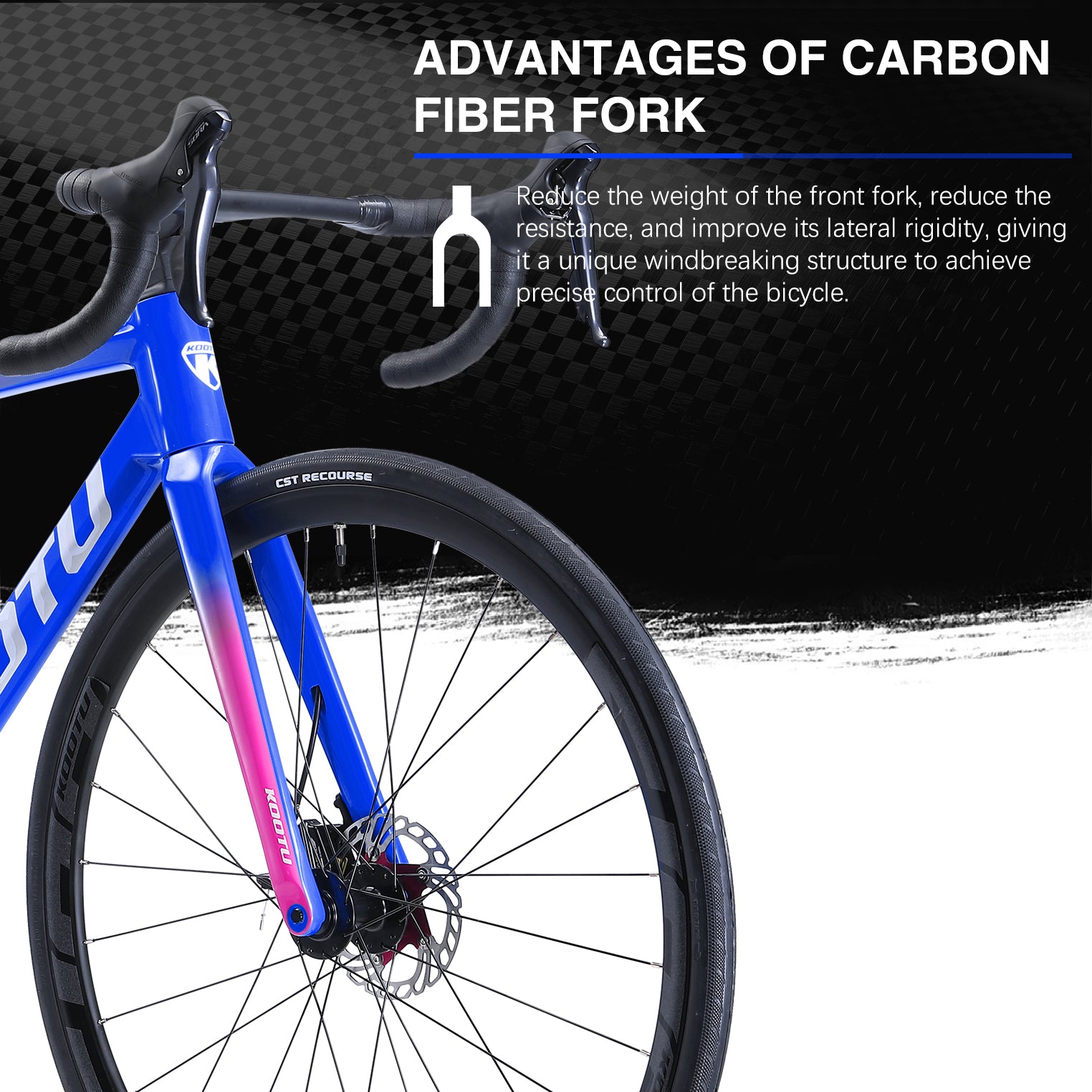 T800 carbon fiber fork-kootu r12 carbon road bike with shimano sora r3000 18speed