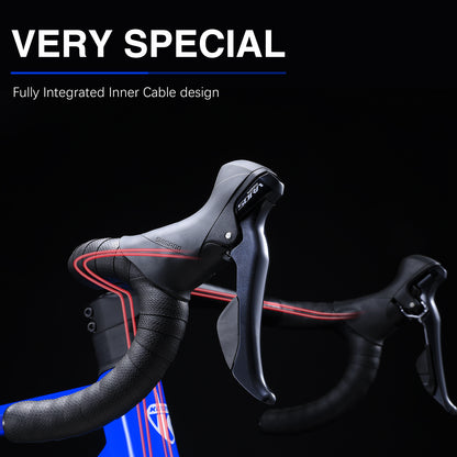 full internal cable routing design-kootu r12 carbon road bike with shimano sora r3000 18speed