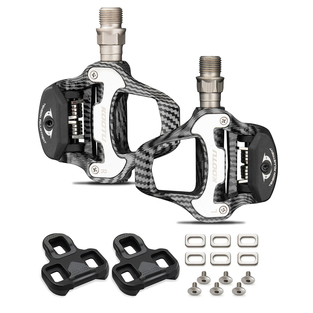 types of bicycle pedal clips KOOTU Road Bike Pedals Carbon Pattern Clip Pedals For KEO Look Pedals – KOOTUBIKE Color:07 MTB-Tour: Drei Tage Trails thin design with a Model|Kawasaki|ER-6n