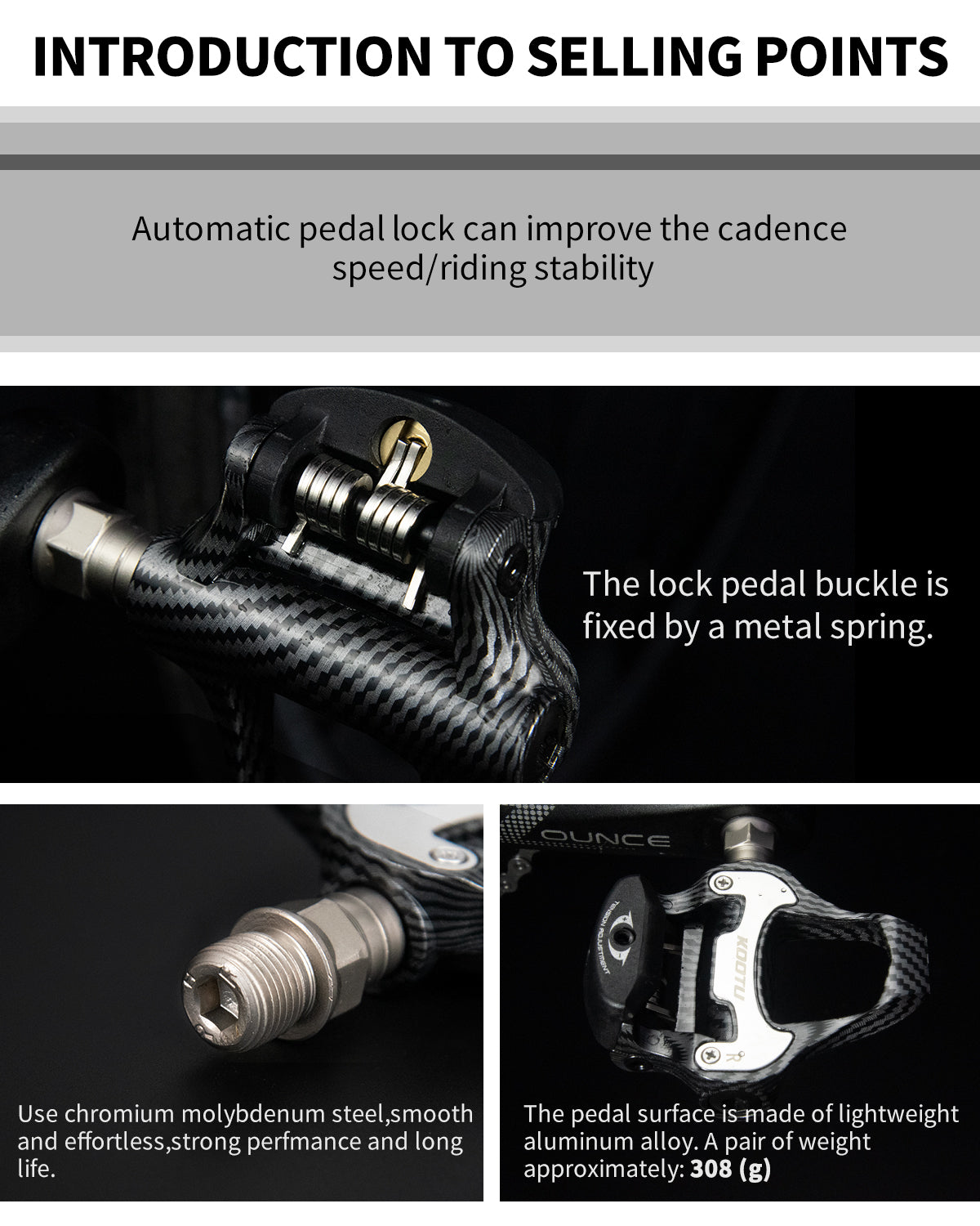 KOOTU Road Bike Pedals Carbon Pattern Clip Pedals For KEO Look Pedals SPD System