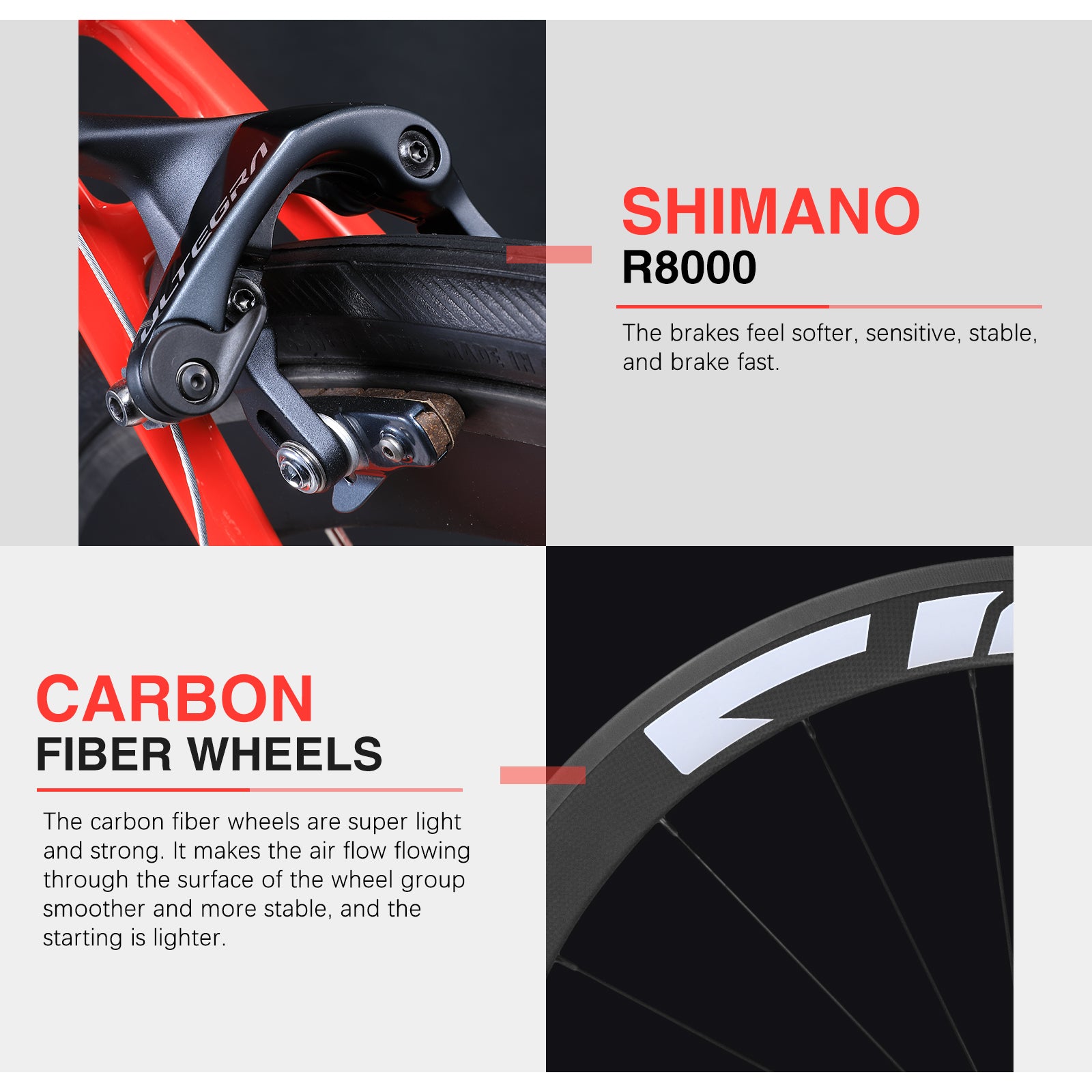 shimano r8000 v brake and carbon wheels-kootu r03 carbon road bike with shimano ultegra r8000 22speeed