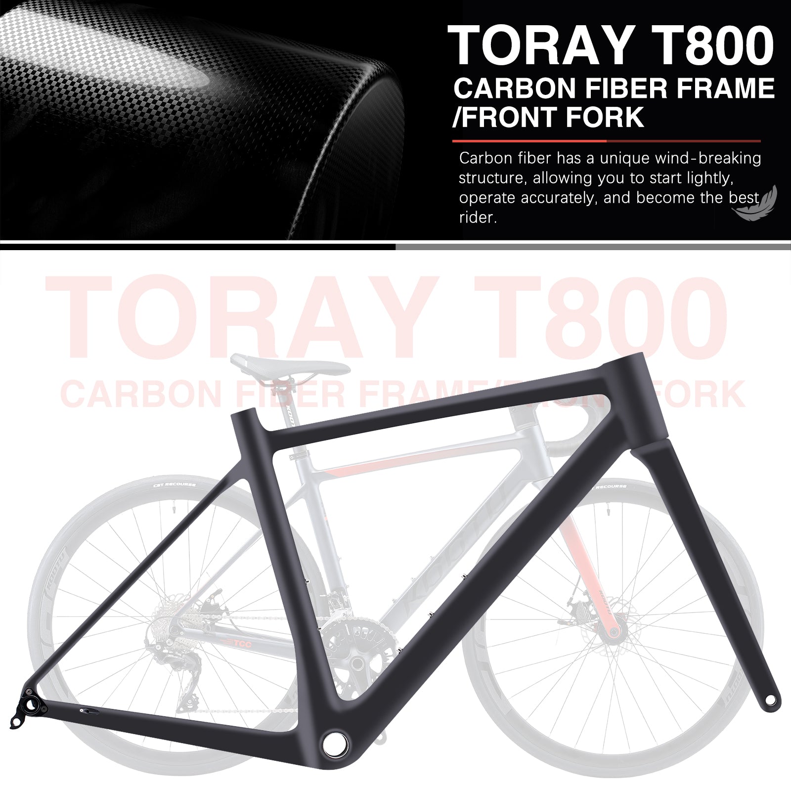 Toray T800 carbon fiber frame-kootu r12 carbon road bike with shimano r7000 22speed