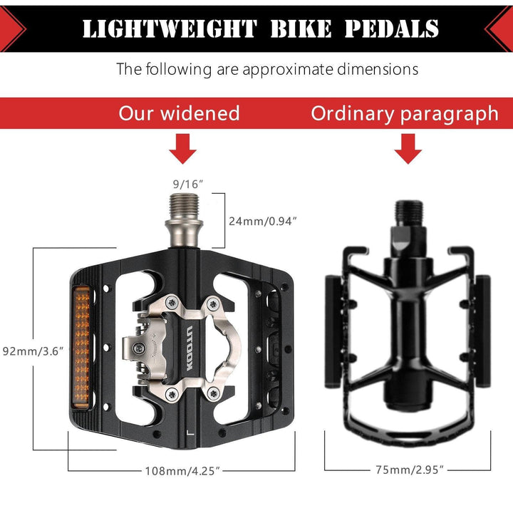 KOOTU Mountain Bike Pedals  2 In 1 Bicycle Lock Pedal 3 Sealed Bearings Anti-Slip Lightweight Self-locking Pedal MTB Road Double Platform Bike Pedals - KOOTUBIKE