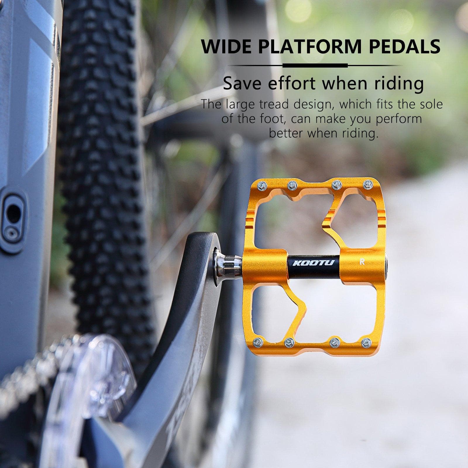 Mountain Bike Pedals 3 Bearing Golden Pedals 9/16 Universal Mountain Bike Pedals - KOOTUBIKE