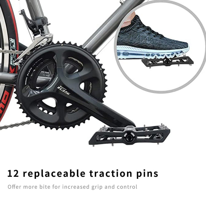 SAVA Mountain Bike Pedals Wide Plate Universal 9/16 Anti-slip Bike Pedal Set with Ball Bearing - KOOTUBIKE